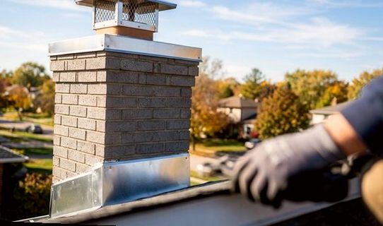 New cap and flashing fitted on a block chimney